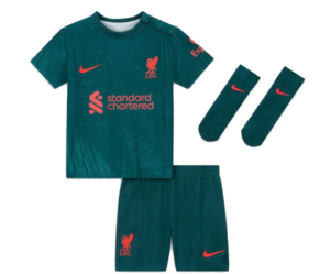 Kit Nike tercera equipación del Liverpool para niños pequeños 2022-2023